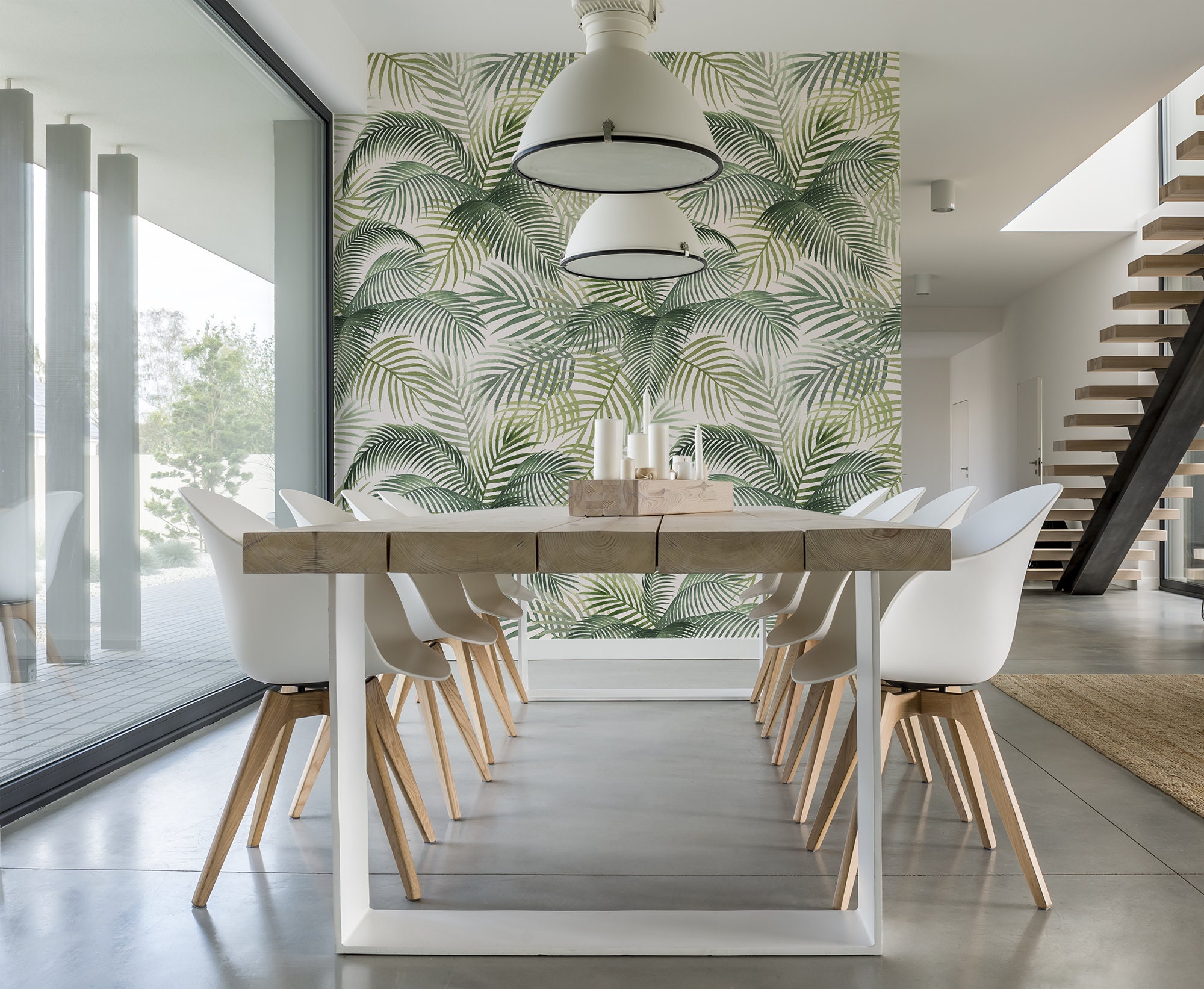 Palm Leaf Print Wallpaper Peel and Stick Tropcial Wall Mural - Etsy