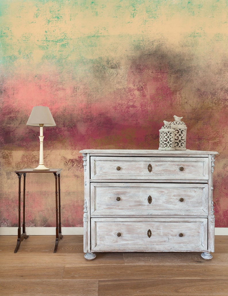 Retro abstract wallpaper peel and stick wall mural abstract Etsy