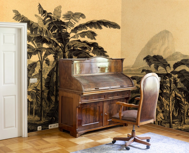 Retro Tropical Self Adhesive Wallpaper Wall Mural Jungle Etsy UK