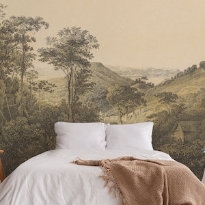 Retro Dschungel Tapete, selbstklebende Tapete, Wandbild Dschungel Wald Baum, Vintage Tapete, abziehbare Tapete #34