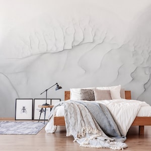 White marble stone mural, self adhesive, removable, peel and stick wallpaper, wall art, marble wall decor #360