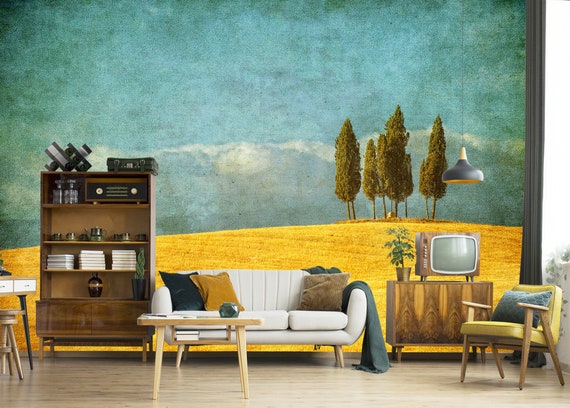 Papier Peint Autocollant Motif Toscan - Paysage Italien, Vinyle, Style Gothique, Facile à Poser