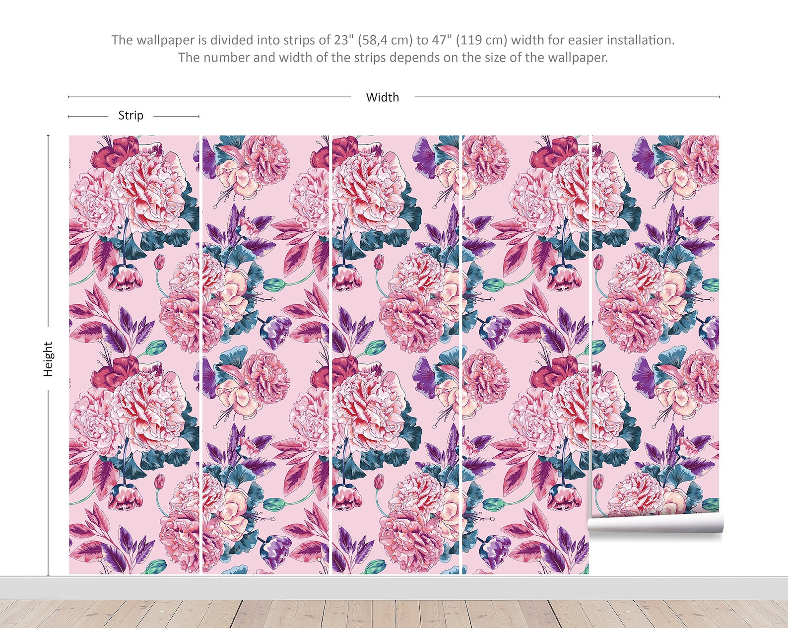 Pink Peony Removable Wallpaper Self Adhesive Temporary Etsy