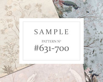 Sample of pattern 631-700, self adhesive or traditional wallpaper swatches, vintage wallpaper sample, peel and stick or vinyl non-stick