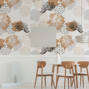 Retro flowers wallpaper, peel and stick wall mural, flower wall art, temporary wallpaper, removable wallpaper, home decor #191