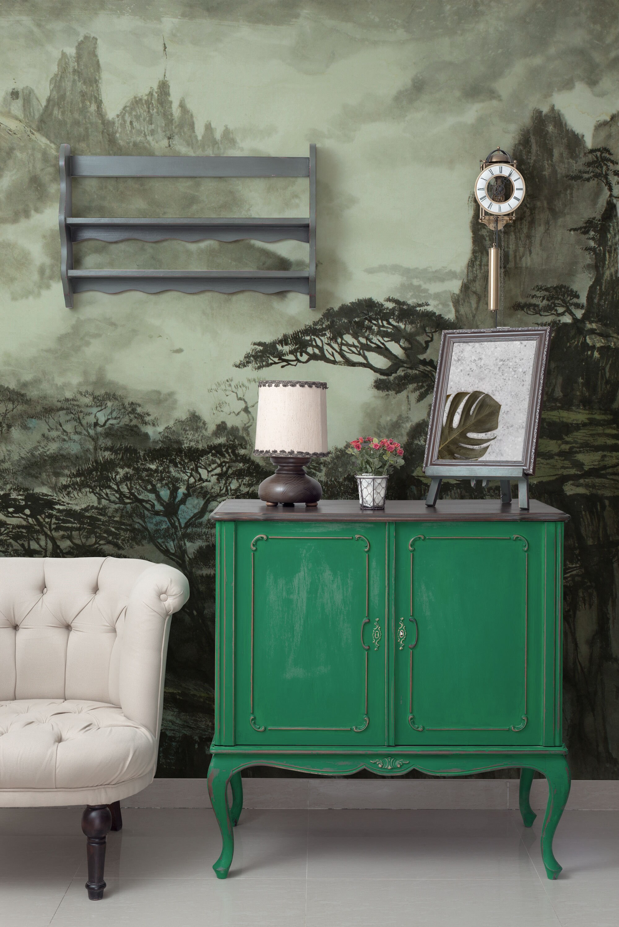 Chinese Mountain Landscape Mural, Self Adhesive Wallpaper