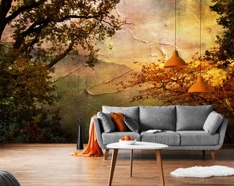 Malowany krajobraz, fototapeta samoprzylepna, tapeta samoprzylepna, abstrakcyjna dekoracja ścienna, usuwalna tapeta samoprzylepna #378