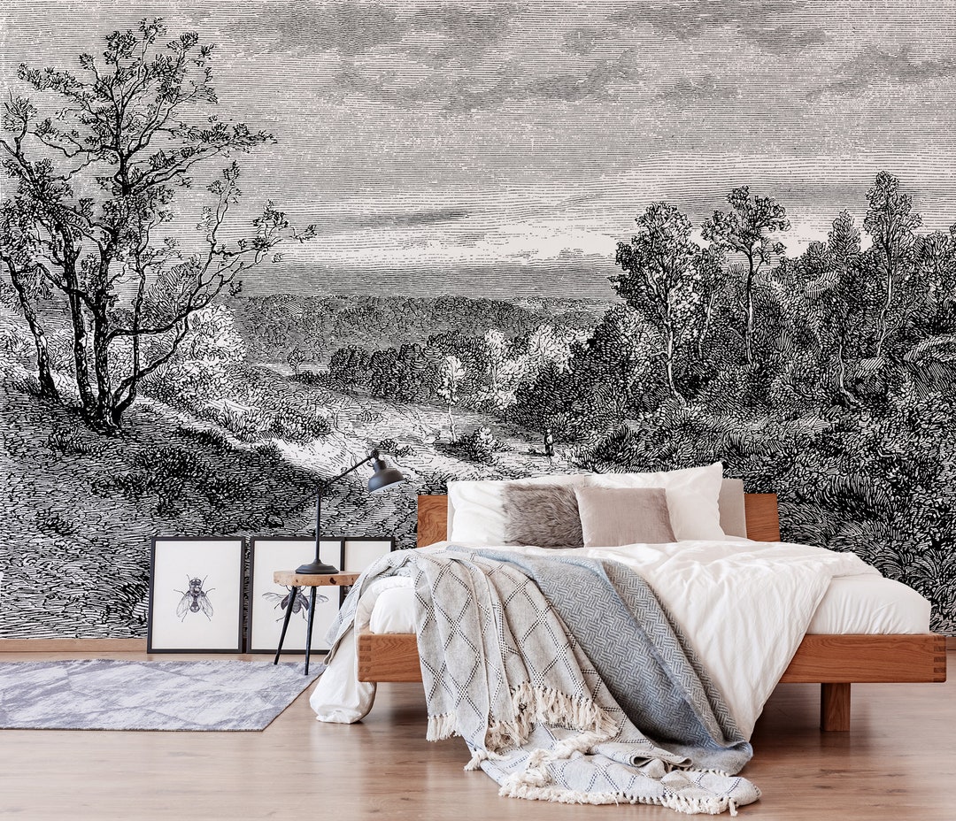 Scenic Wall Mural Peel and Stick Wall Mural Vintage Art - Etsy
