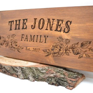 Personalized Family Sign, Engraved Wood Sign in Vintage Style, Rustic ...