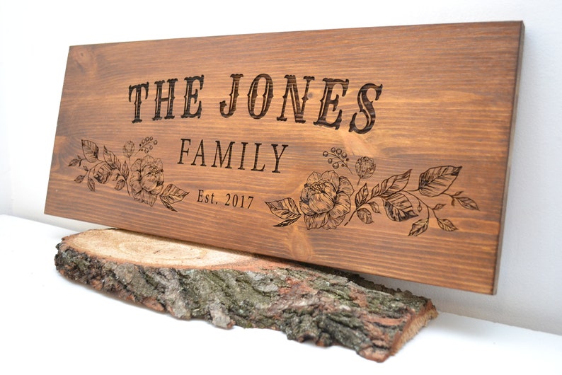 Personalized Family Sign, Engraved Wood Sign in Vintage Style, Rustic ...