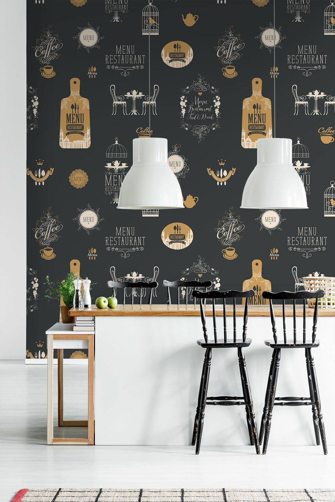 Vintage Restaurant Wall Mural, Self Adhesive Wallpaper, Restaurant Menu ...