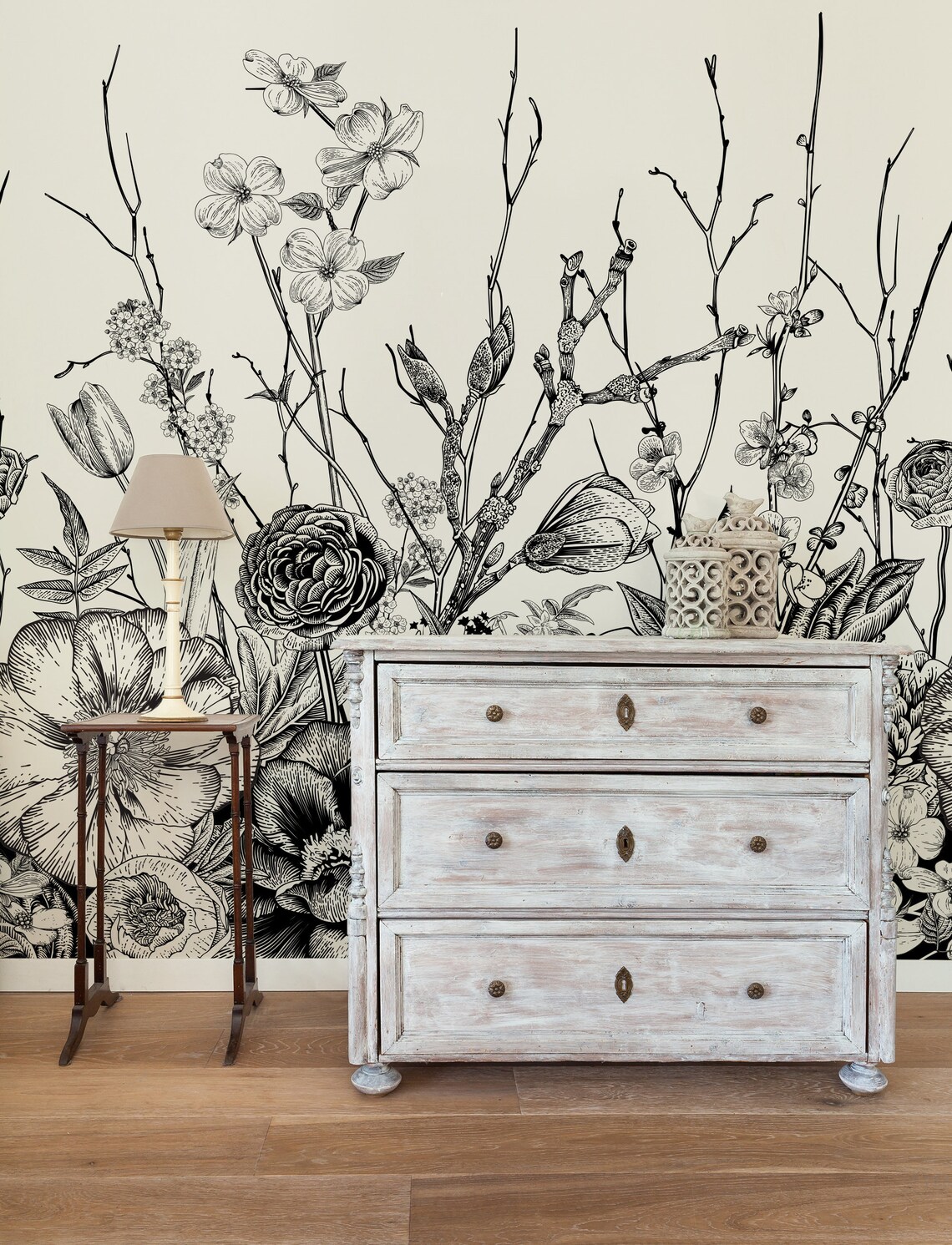 Botanical Removable Wallpaper Self Adhesive Vintage Etsy