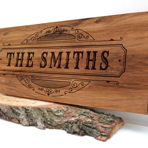 Personalized Family Sign, Engraved Wood Sign in Vintage Style, Rustic ...