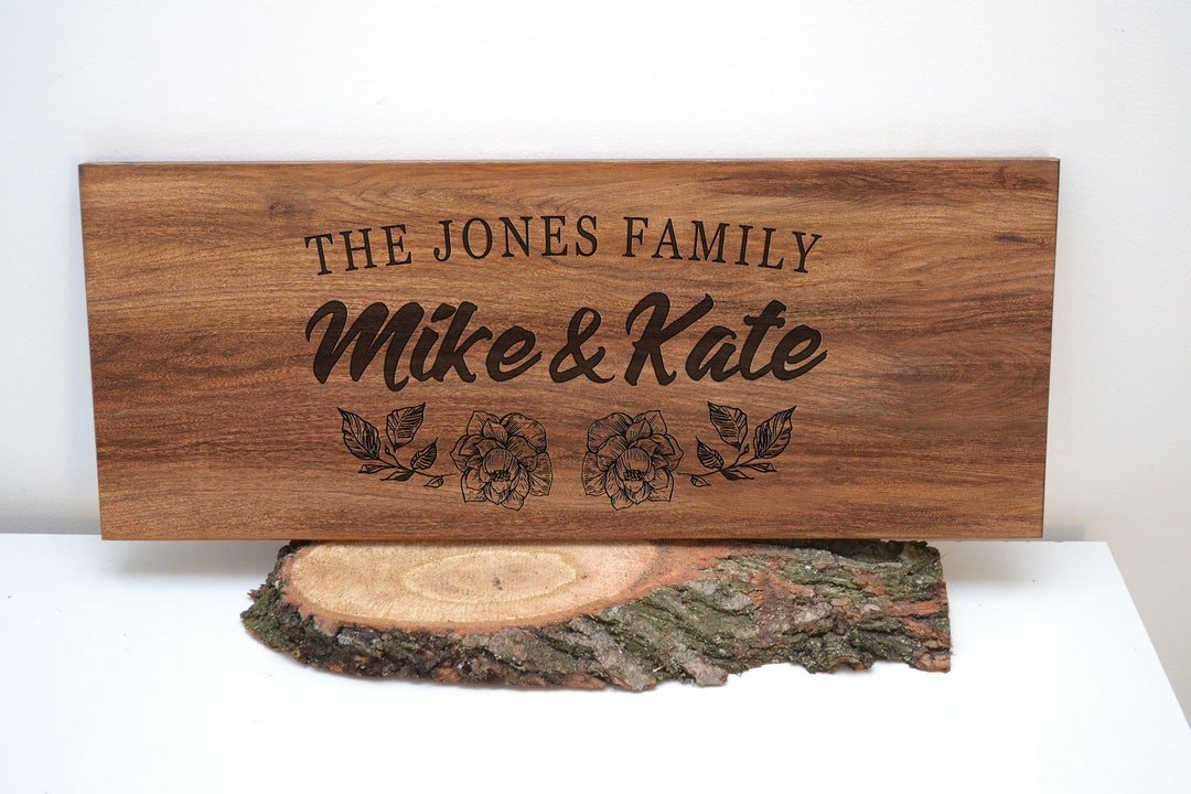 Customized Wooden Family Sign, Engraved Wood Sign in Vintage Style ...