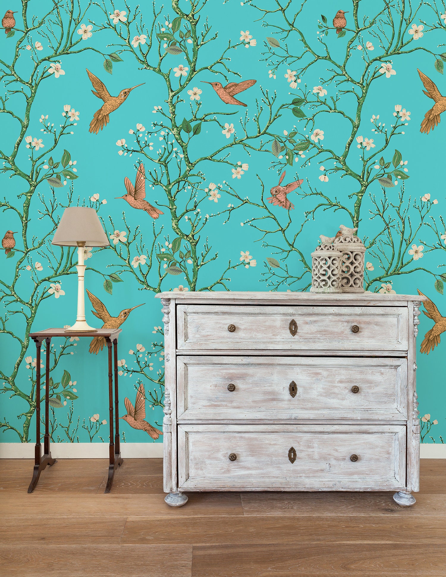 Chinoiserie Wallpaper Peel and Stick Wallpaper Retro Floral Etsy