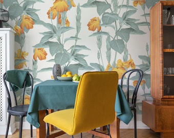 Vintage Orange Floral Wallpaper: Custom Peel and Stick