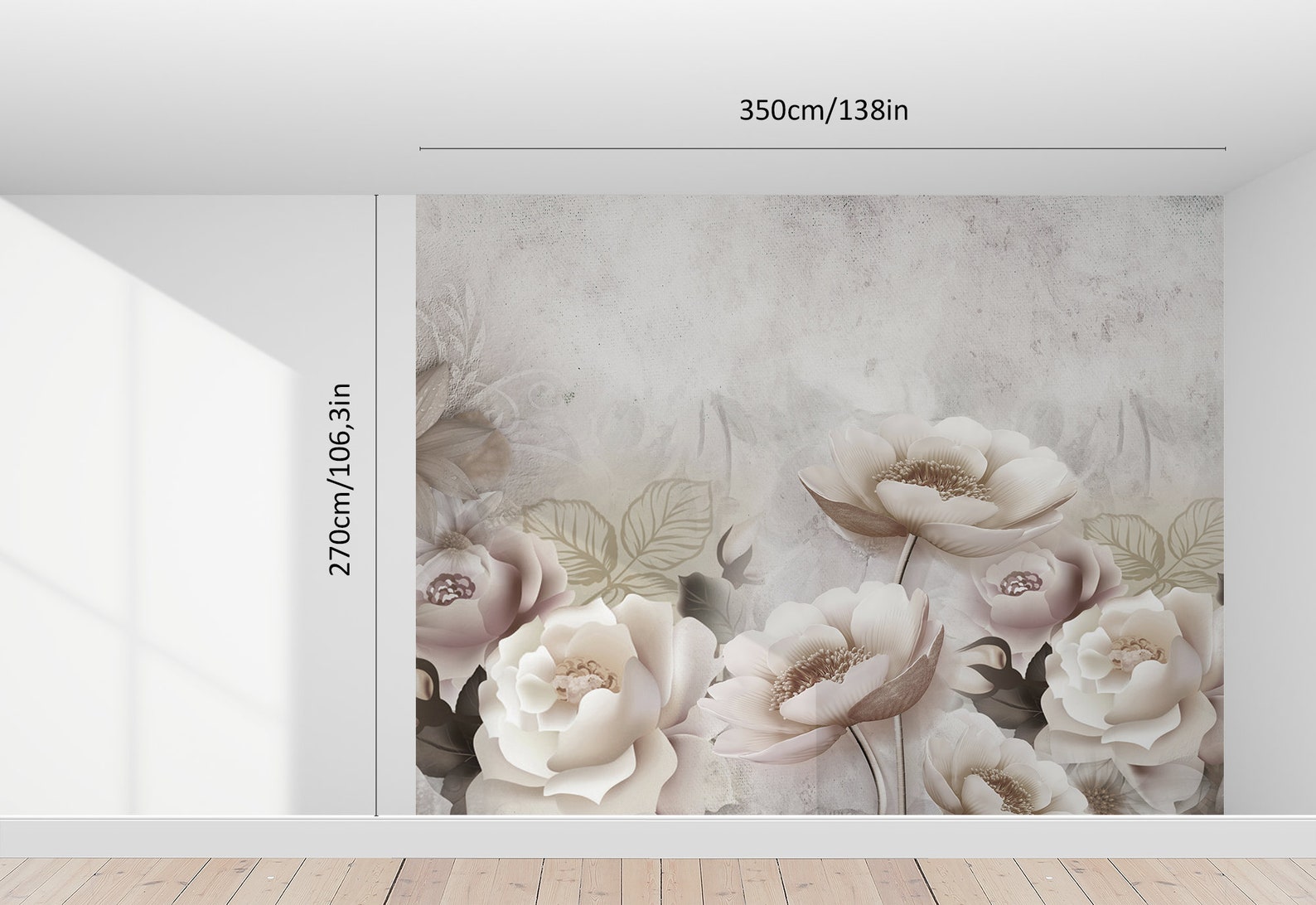 Beige Floral Wall Mural Peel and Stick Wallpaper Vintage - Etsy