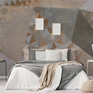 Vintage abstract removable wallpaper with stone texture, peel and stick wall mural, temporary retro wallpaper #150