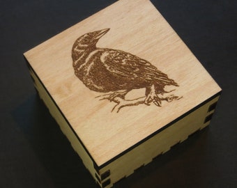 Crow Box Engraved, Spirit Animal, Totem Animal, Power Animal, Crow Spirit Animal, Jewelry Box, Keepsakes, Gift Box, Decor, Desk Accessory