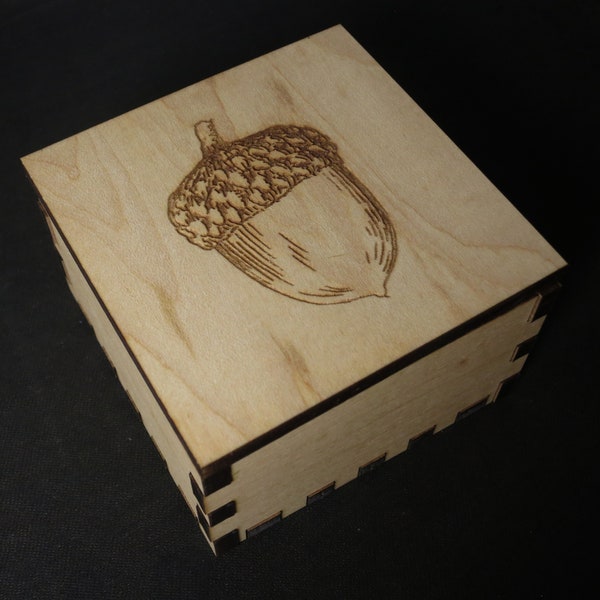 Acorn Box Engraved, Jewelry Box, Wooden Box, Keepsakes, Gift Box, Decor, Desk Accessory, Plant Ally, Oak