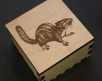 Chipmunk Box Engraved, Spirit Animal, Totem Animal, Power Animal, Chipmunk Spirit Animal, Jewelry Box, Keepsakes, Gift Box, Desk Accessory