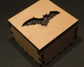 Bat Wooden Box Embellished, Spirit Animal, Totem Animal, Power Animal, Bat Spirit Animal, Jewelry Box, Keepsakes, Gift Box, Desk Accessory