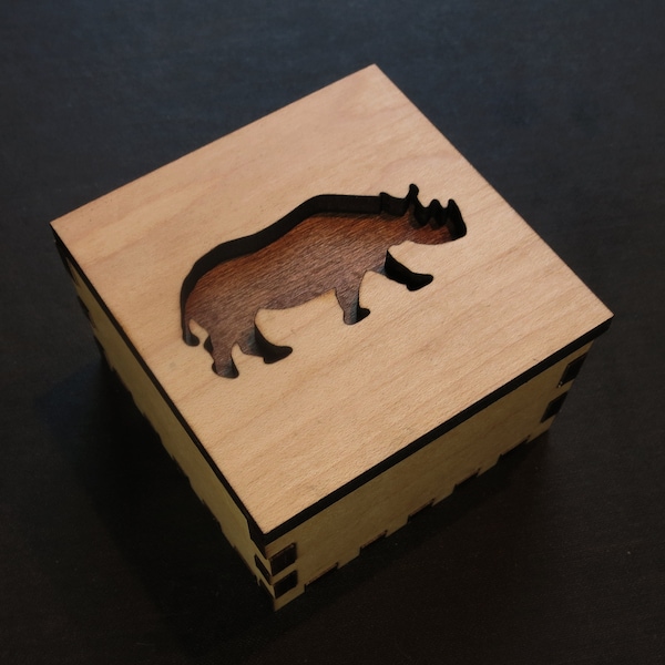 Rhinoceros Wooden Box, Spirit Animal, Totem Animal, Power Animal, Rhinoceros Spirit Animal, Jewelry Box, Keepsakes, Gift Box, Desk Accessory