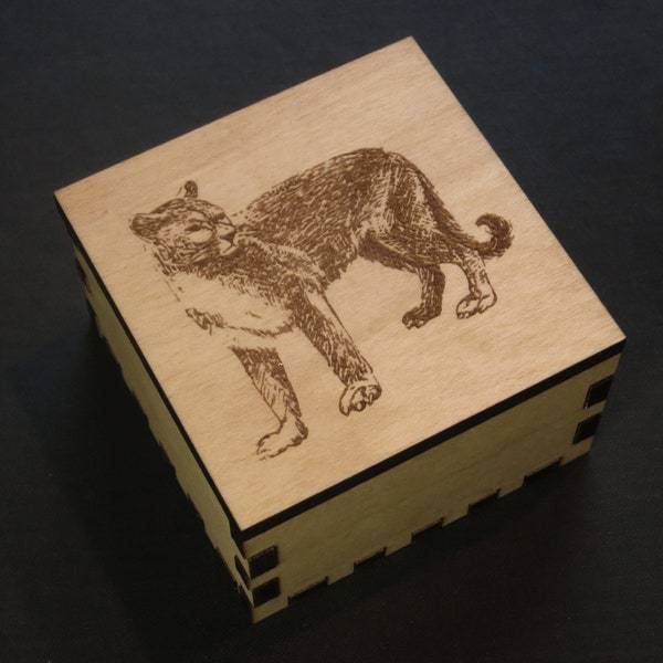 Mountain Lion Box Engraved, Spirit Animal, Totem Animal, Power Animal, Mountain Lion Spirit Animal, Jewelry Box, Gift Box, Desk Accessory