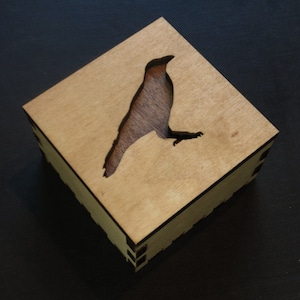 Crow Wooden Box, Spirit Animal, Totem Animal, Power Animal, Crow Spirit Animal, Jewelry Box, Keepsakes, Gift Box, Decor, Desk Accessory