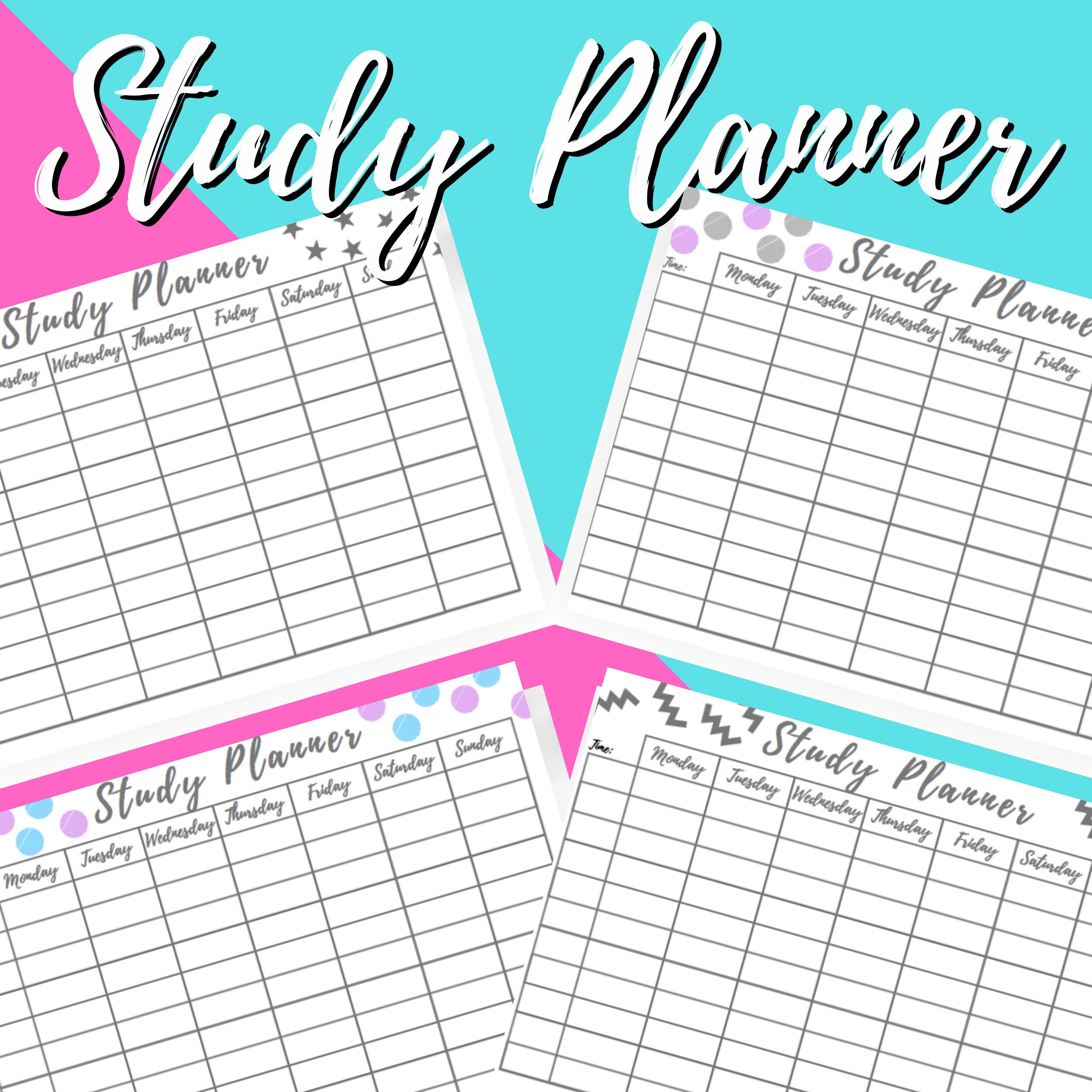 study planner printable revision planning weekly exam etsy