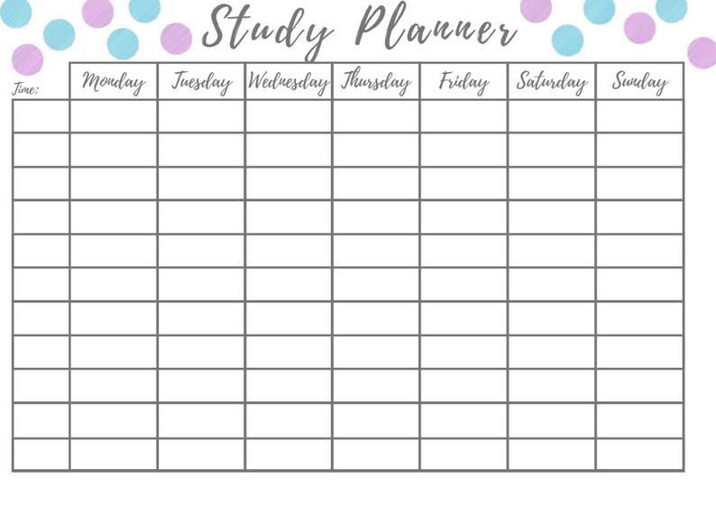 study planner printable revision planning weekly exam etsy
