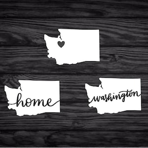 Washington State Decal with Heart | Home | WA / Washington Vinyl Decal for Cars, Laptops, & more