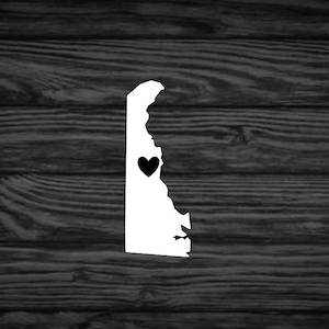 Delaware State Decal with Heart | Home | DE / Delaware Vinyl Decal for Cars, Laptops, & more