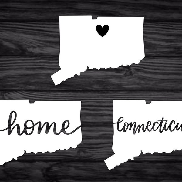 Connecticut State Decal with Heart | Home | CT / Connecticut Vinyl Decal for Cars, Laptops, & more