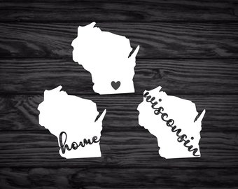 Wisconsin State Decal with Heart | Home | WI / Wisconsin Vinyl Decal for Cars, Laptops, & more