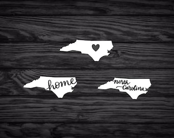 North Carolina State Decal with Heart | Home | NC / North Carolina Vinyl Decal for Cars, Laptops, & more