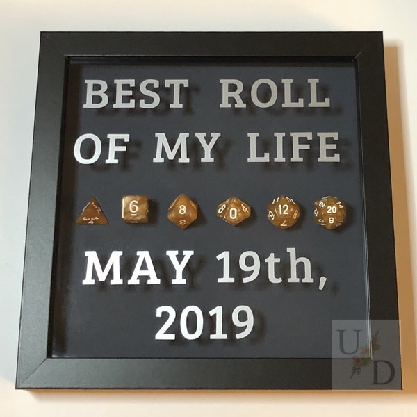 Customizable Best Roll Of My Life Anniversary Shadow Box/Dungeons and Dragons Gift/Role Playing/DND Accessory/Nerdy Gift/Anniversary/Dice