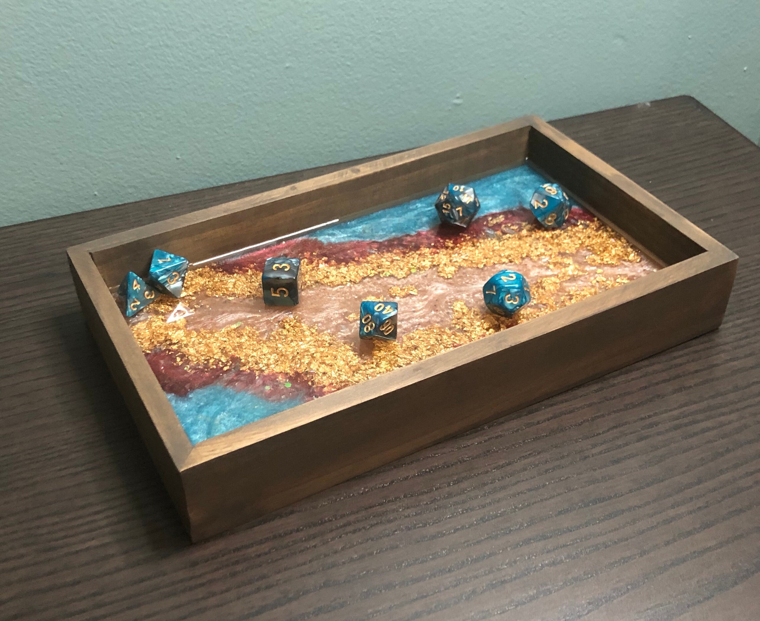 ResinWooden Dice Tray/Mystical Valley/DND/Role Playing Etsy