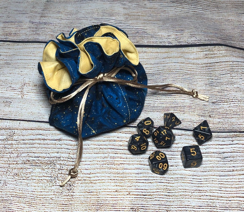 Dice Bag/8 Pouch/Blue/Gold/Dungeons and Dragons/Role Playing Etsy