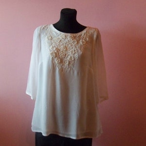 A vintage, white Monsoon blouse / size S , M, 38 ( EU ) , 10, 12 ( UK )