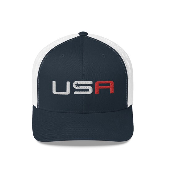 USA White and Navy Trucker Hat for Men or Women Classic Team | Etsy