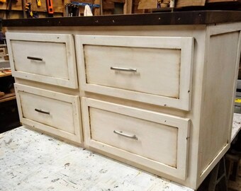 Farm House Dresser With Soft Close Dark Wood Top Barn Wood Etsy