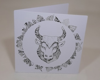 Carte du zodiaque taureau de la série d’art « Signes » par Francesco Jacobello, Carte d’anniversaire, avril, mai, signe stellaire, horoscope