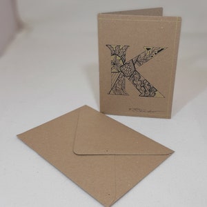 Carta de saudações desenhada à mão original em cartão reciclado