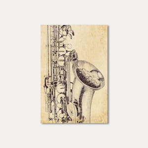 Carte postale pointillisme saxophone DIN A6