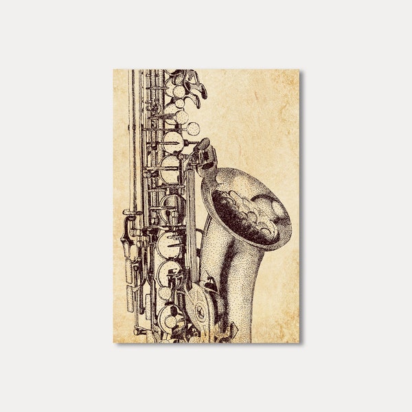 Saxophone Pointillism Postcard DIN A6