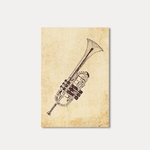 Trompette Pointillisme Carte postale DIN A6
