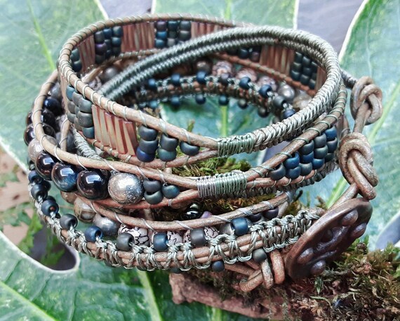 Leather wrap bracelet best sale with semi precious stones