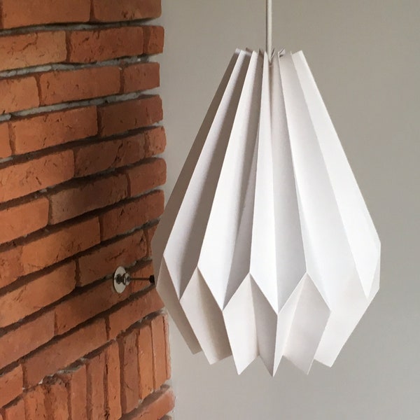 N°1. Abat-jour en origami, Lampe en papier blanc, Fait main, Lanterne, Suspensions, Unique, pour bébé, :