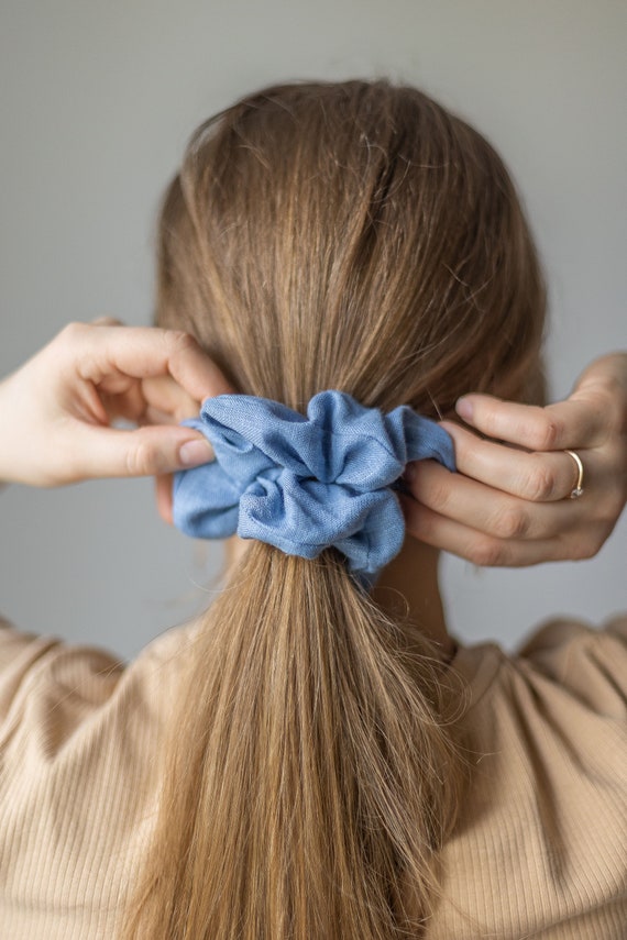 Linen Scrunchie, Linen Hair Scrunchies, Many Colors,large